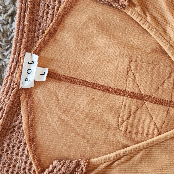 POL - Kailey Cozy Waffle Top Orange Brick Sz L - Picture 5 of 8